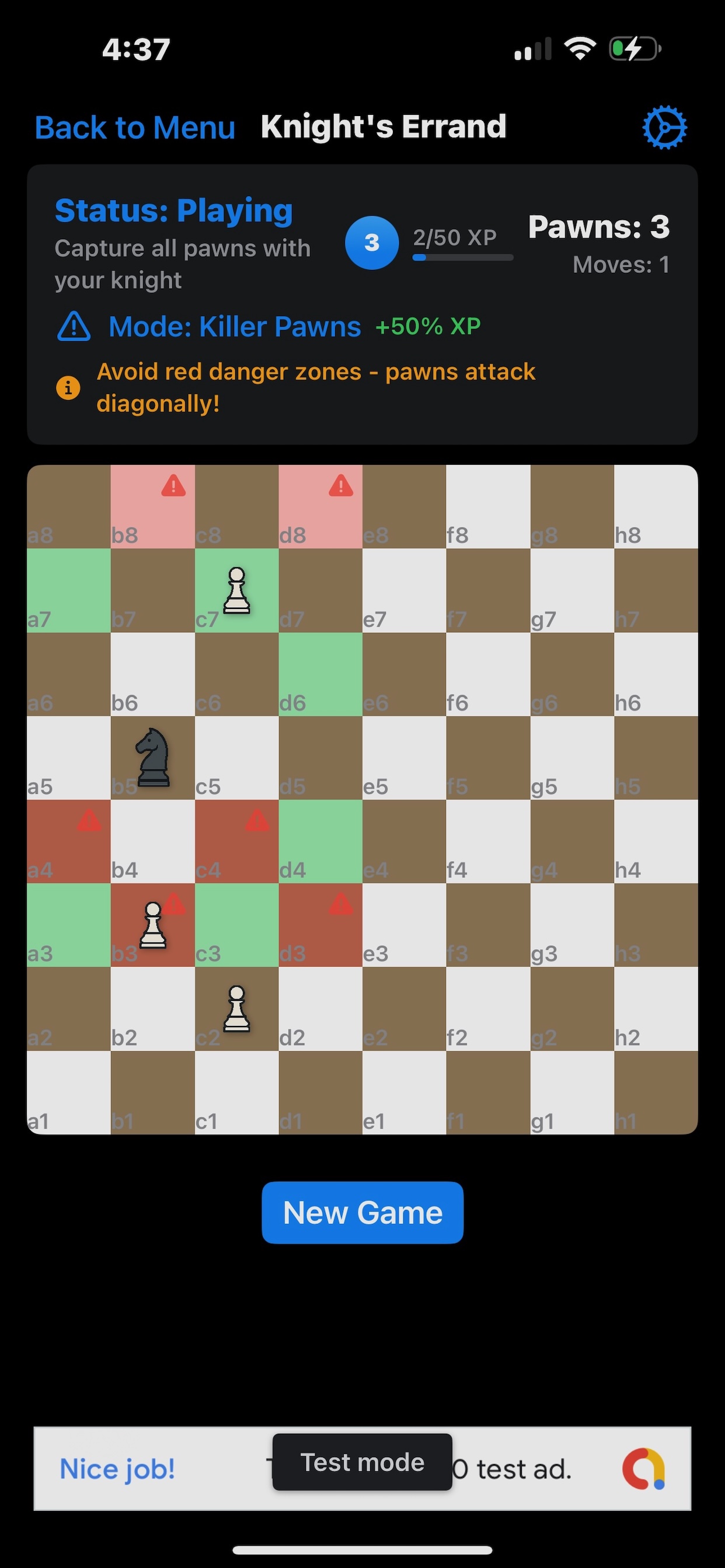 A Knights Errand Puzzle in Action